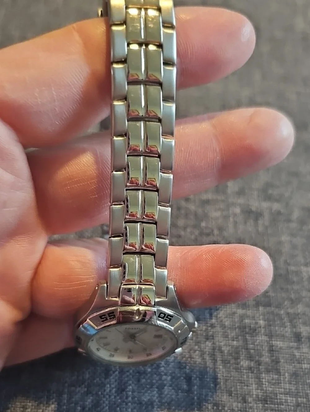 Fossil Silver Stainless Steel Watch Silver Dial Women Accessories Pt 5339